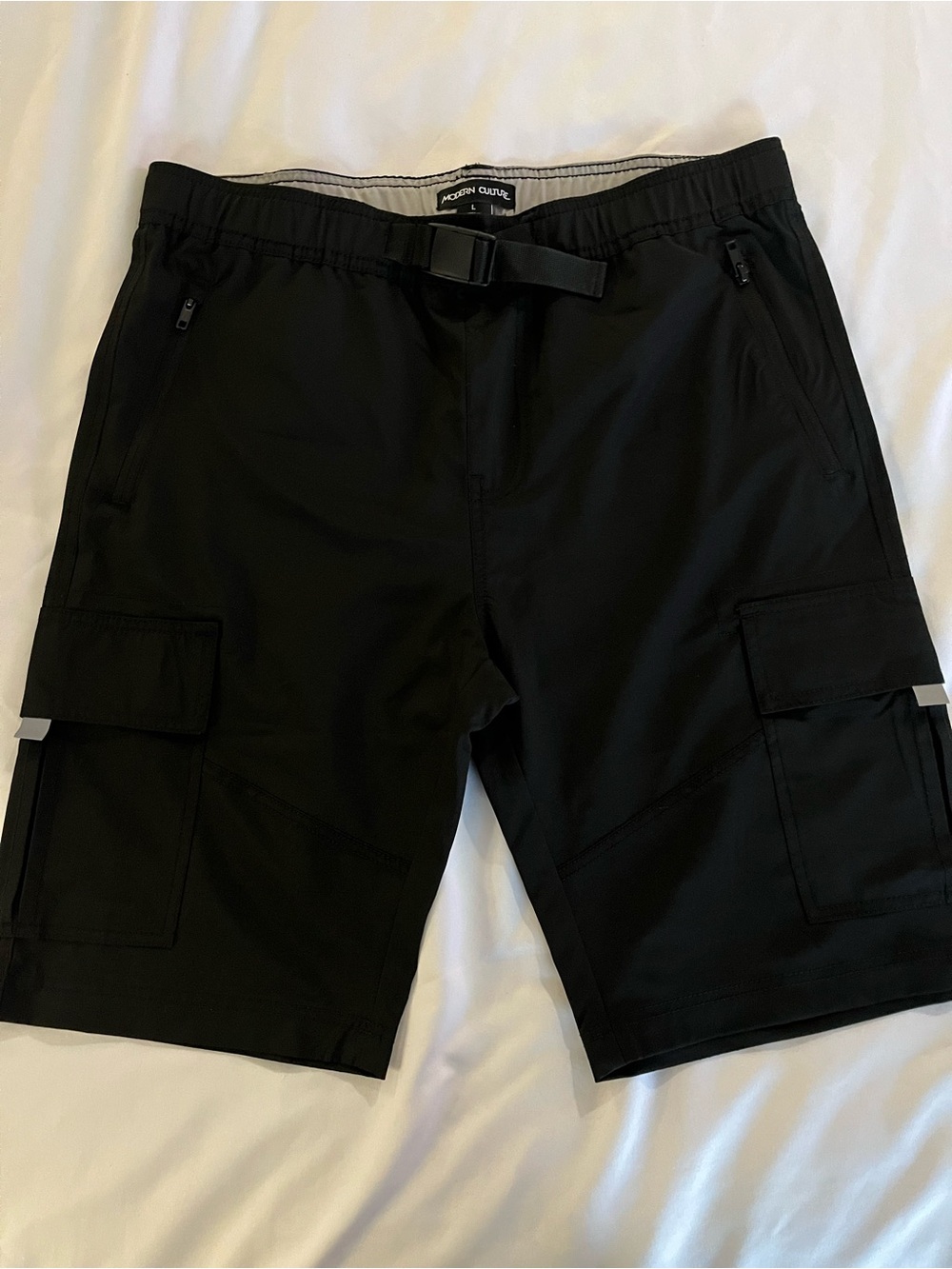 Modern Culture Mens Tech Cargo Shorts Large Black Utility Hiking Outdoor 34
